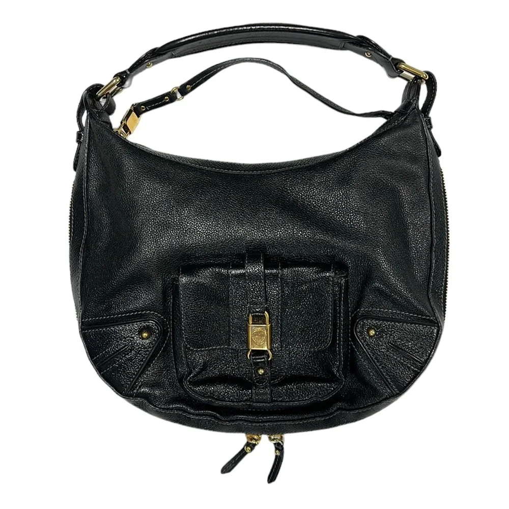 Marc Jacobs Pebble Leather Hobo Bag Purse Expandable Zipper Bottom Made in Italy